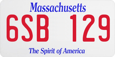 MA license plate 6SB129