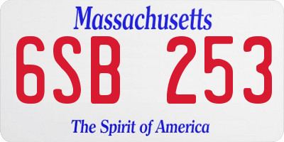 MA license plate 6SB253