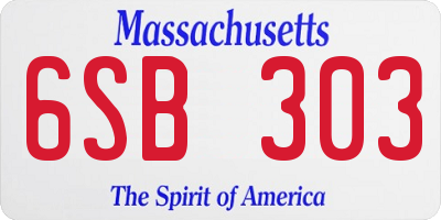 MA license plate 6SB303