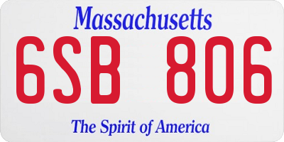 MA license plate 6SB806