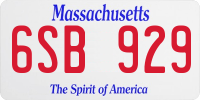 MA license plate 6SB929