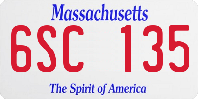 MA license plate 6SC135