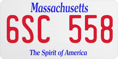 MA license plate 6SC558