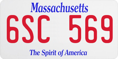 MA license plate 6SC569