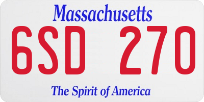 MA license plate 6SD270