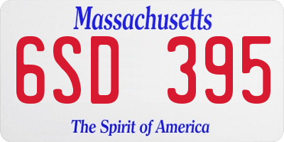 MA license plate 6SD395