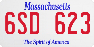 MA license plate 6SD623