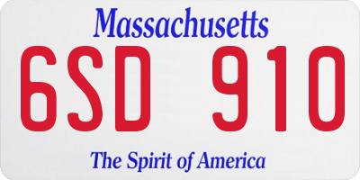 MA license plate 6SD910