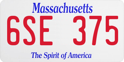 MA license plate 6SE375