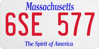 MA license plate 6SE577