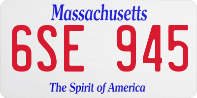MA license plate 6SE945
