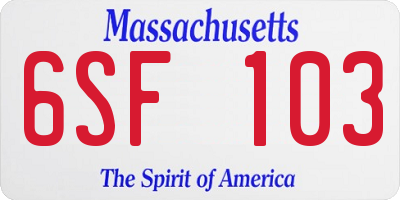 MA license plate 6SF103