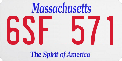 MA license plate 6SF571