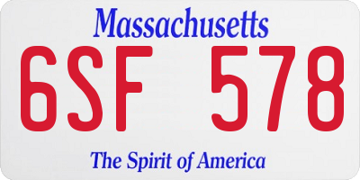 MA license plate 6SF578
