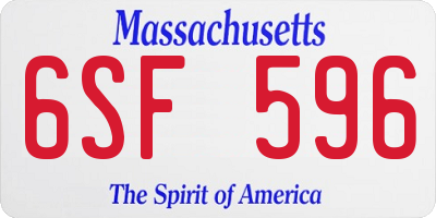 MA license plate 6SF596
