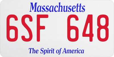 MA license plate 6SF648