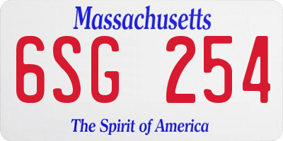 MA license plate 6SG254