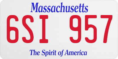 MA license plate 6SI957