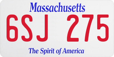 MA license plate 6SJ275