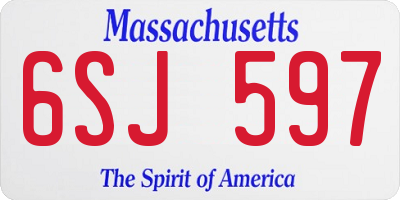 MA license plate 6SJ597