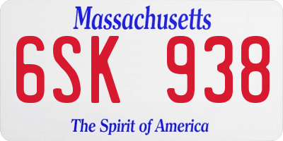 MA license plate 6SK938
