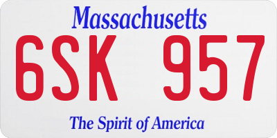 MA license plate 6SK957