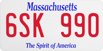 MA license plate 6SK990
