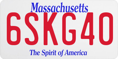 MA license plate 6SKG40