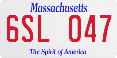 MA license plate 6SL047