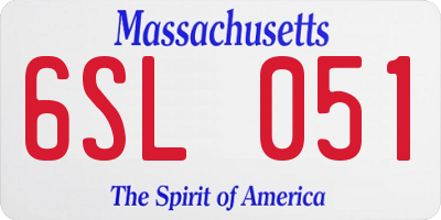 MA license plate 6SL051
