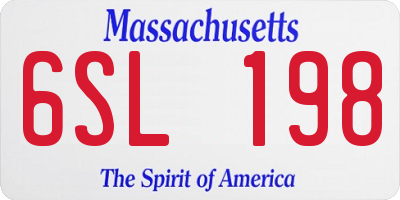 MA license plate 6SL198