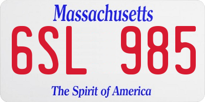 MA license plate 6SL985