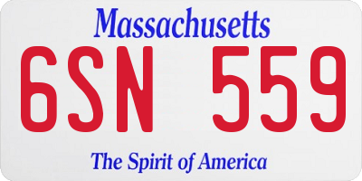 MA license plate 6SN559