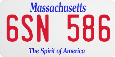MA license plate 6SN586