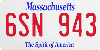 MA license plate 6SN943