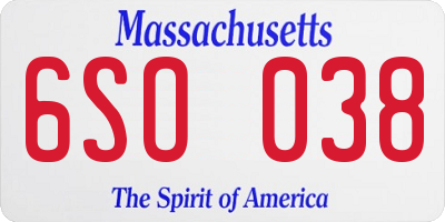 MA license plate 6SO038