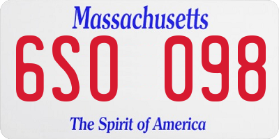 MA license plate 6SO098