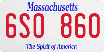 MA license plate 6SO860