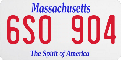 MA license plate 6SO904