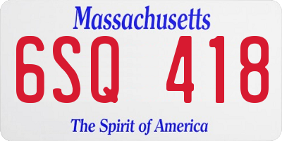 MA license plate 6SQ418