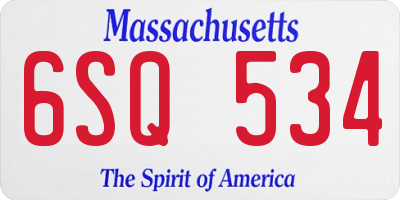 MA license plate 6SQ534