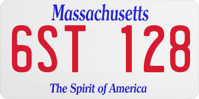 MA license plate 6ST128