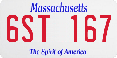 MA license plate 6ST167