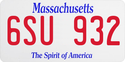 MA license plate 6SU932