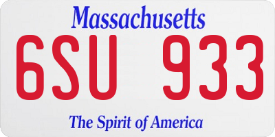 MA license plate 6SU933