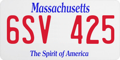 MA license plate 6SV425