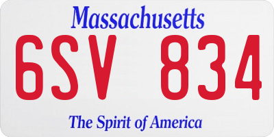 MA license plate 6SV834