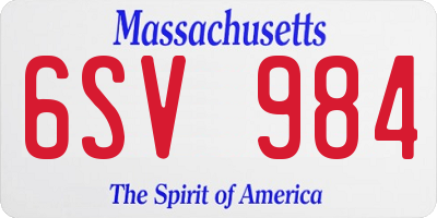 MA license plate 6SV984
