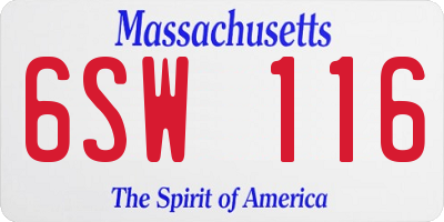 MA license plate 6SW116