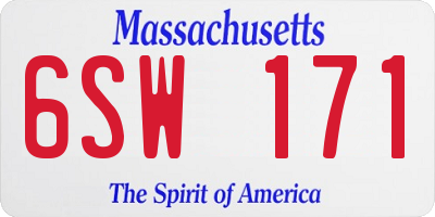 MA license plate 6SW171